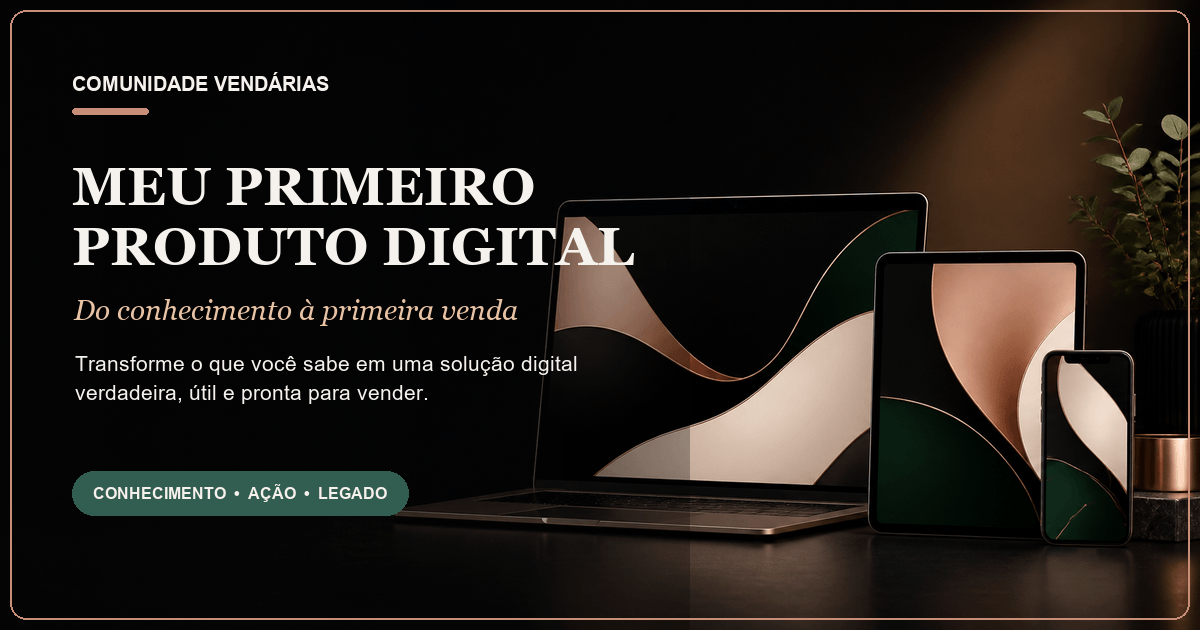 Visualização do e-book Meu Primeiro Produto Digital em computador, tablet e celular.